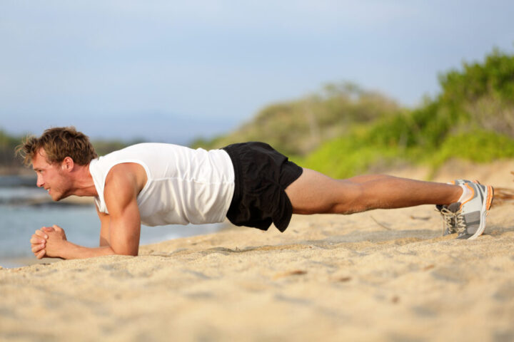 fitness man plank exercise